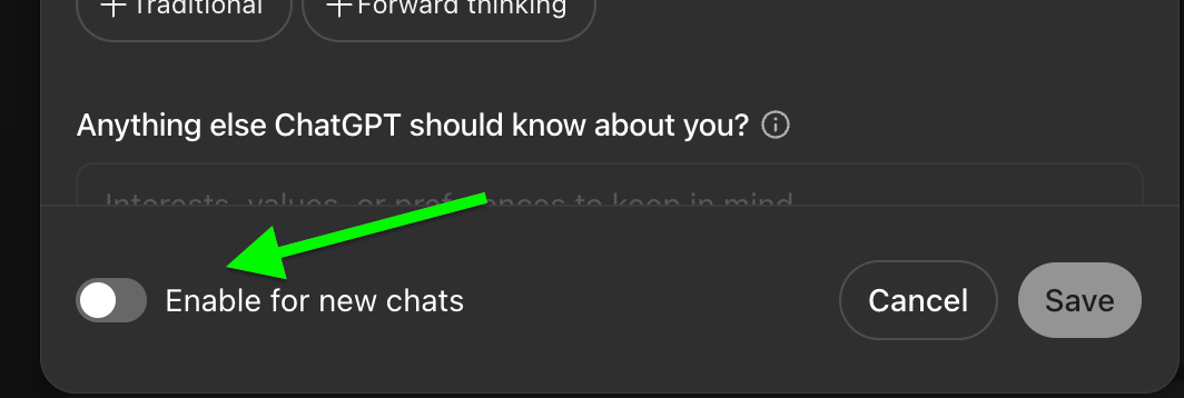 Customization of ChatGPT overriding defined in customization
